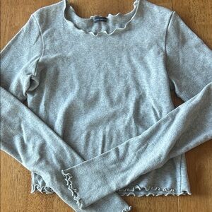 Brandy Melville Light Gray Ruffle Top